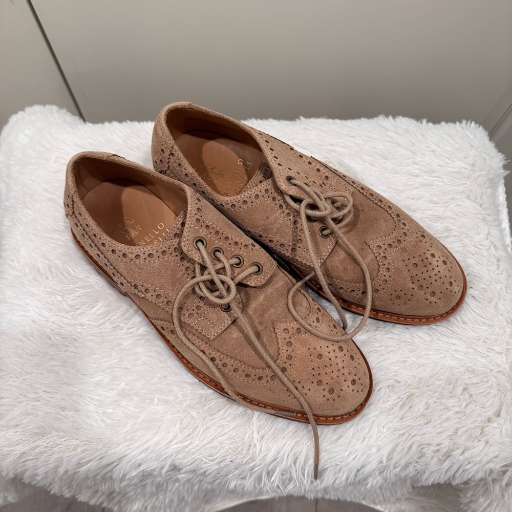 Brunello Cucinelli Men's Tan Brogue Shoes